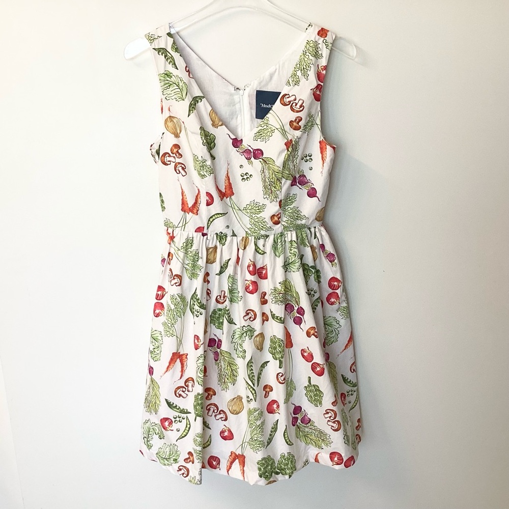 ModCloth Vegetable Print Pleasant Temperament Sleeveless A-Line Dress - M